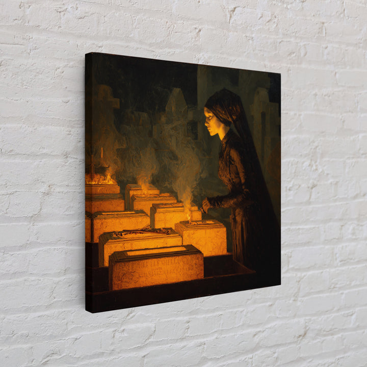 The Cemetery Beekeeper, Dark Symbolist Art, Square Wall Art, Dark Halloween Decor, Canvas Print, Halloween Wall Art