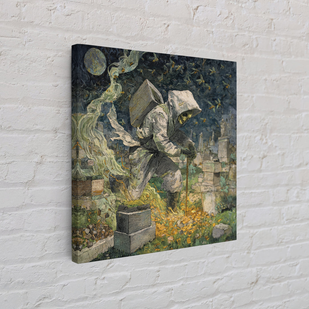 The Cemetery Beekeeper, Grotesque Carnival Art, Square Wall Art, Dark Halloween Decor, Canvas Print, Halloween Wall Art, Gothic Home Decor