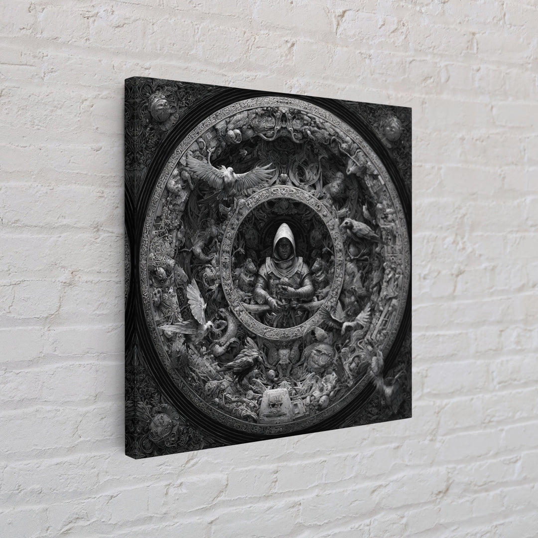 The Cemetery Beekeeper, Biomechanical Horror Art, Square Wall Art, Dark Halloween Decor, Canvas Print, Halloween Wall Art, Macabre Wall Art