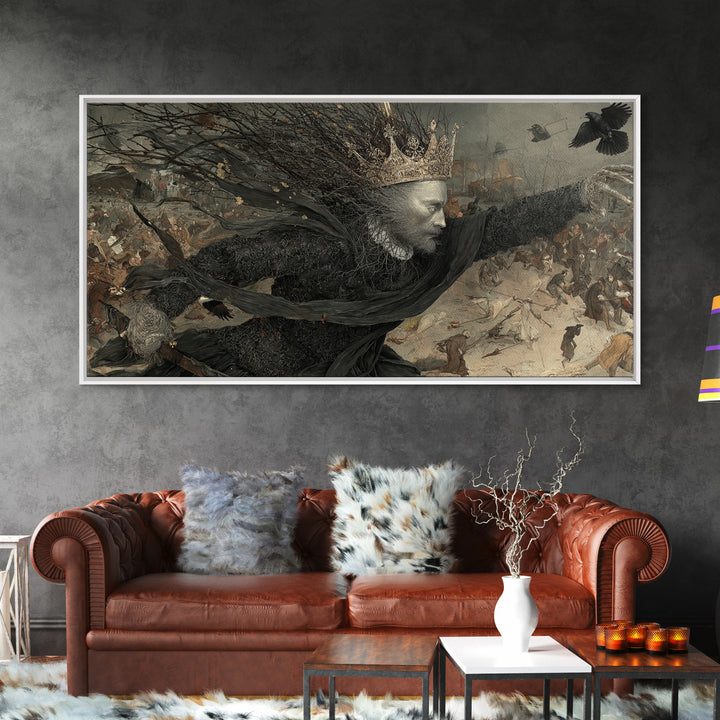 The Thorn-Crowned King, Northern Renaissance Horror, Wide Panoramic Art, Macabre Wall Art, Canvas Print, Halloween Wall Art