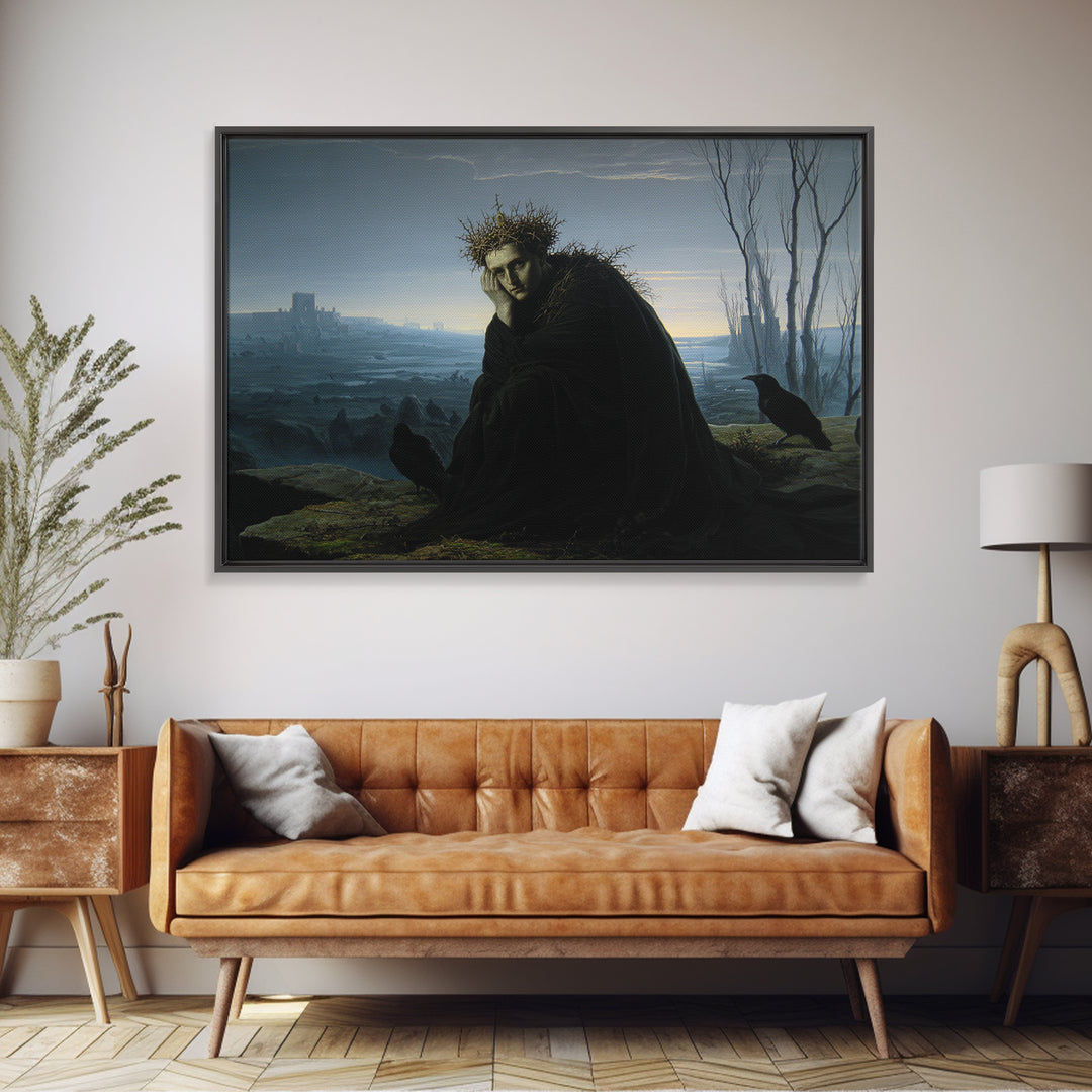The Thorn-Crowned King, Romantic Gothic Landscape, Landscape Wall Art, Dark Halloween Decor, Canvas Print, Halloween Wall Art