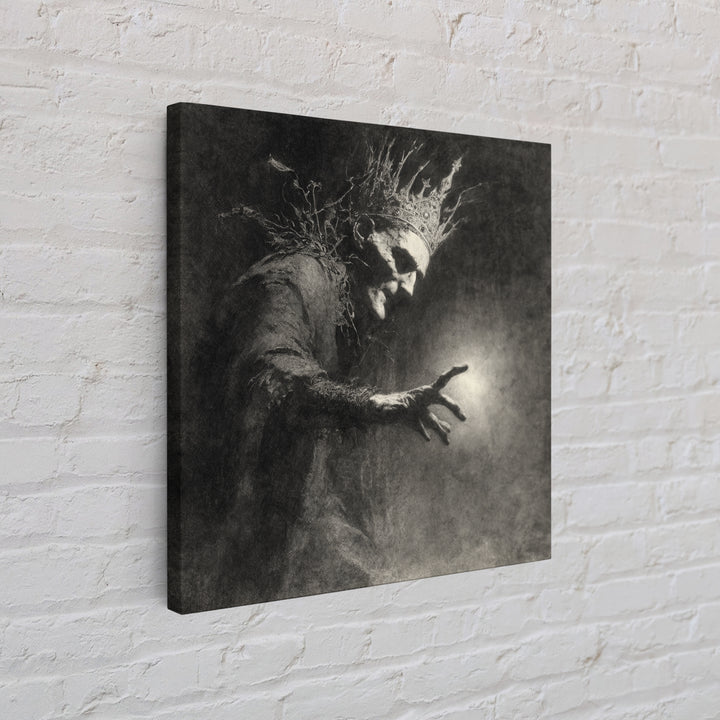 The Thorn-Crowned King, Symbolist Dream Art, Square Wall Art, Dark Halloween Decor, Canvas Print, Halloween Wall Art