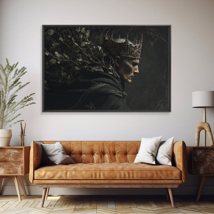 The Thorn-Crowned King, Symbolist Gothic Landscape, Landscape Wall Art, Dark Fantasy Wall Art, Canvas Print, Halloween Wall Art