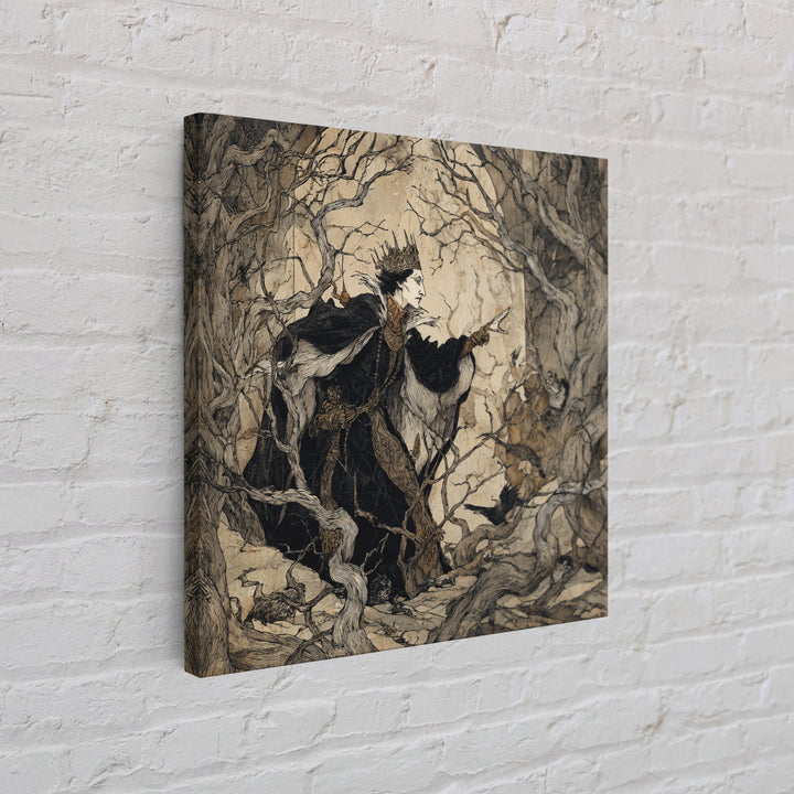 The Thorn-Crowned King, Gothic Storybook Art, Square Wall Art, Macabre Wall Art, Canvas Print, Halloween Wall Art, Spooky Wall Decor