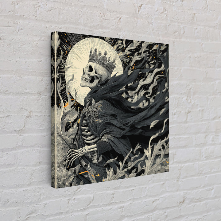 The Thorn-Crowned King, Macabre Folk Print Art, Square Wall Art, Gothic Horror Wall Art, Framed Canvas Print, Halloween Wall Art