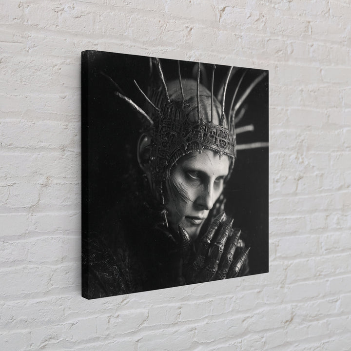 The Thorn-Crowned King, Biomechanical Horror Art, Square Wall Art, Gothic Horror Wall Art, Framed Canvas Print, Halloween Wall Art