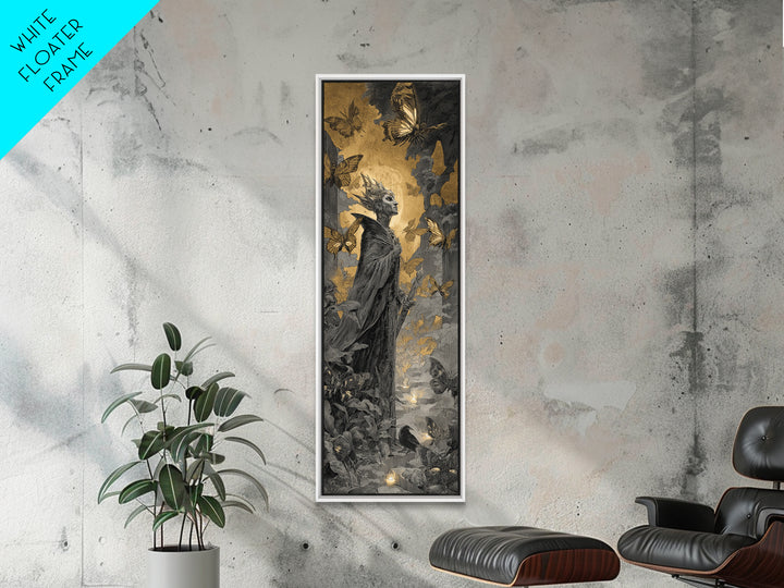The Moth-Winged Empress, Architectural Etching Art, Tall Narrow Wall Art, Macabre Wall Art, Framed Canvas Print
