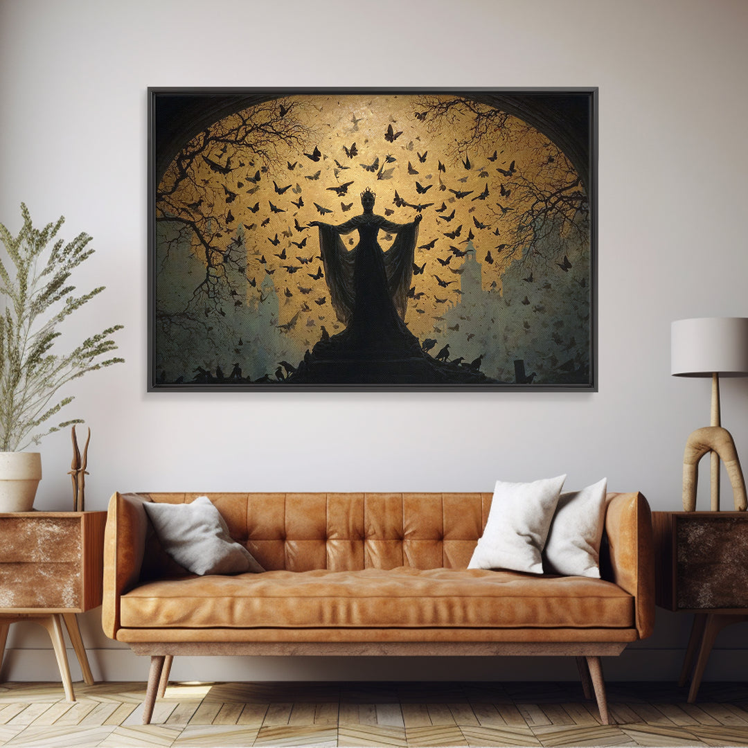 The Moth-Winged Empress, Romantic Gothic Landscape, Landscape Wall Art, Macabre Wall Art, Canvas Print, Halloween Wall Art