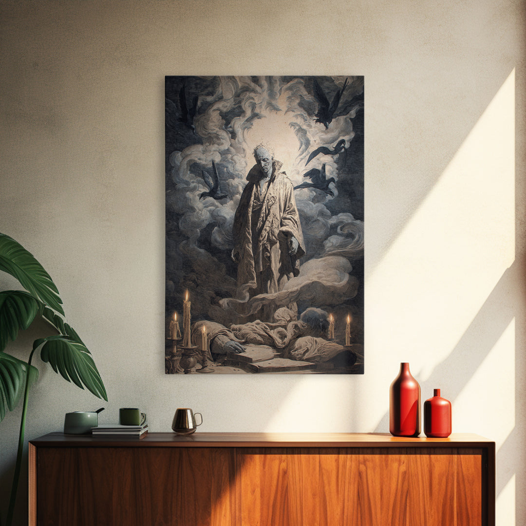 The Ash-Covered Oracle, Gothic Nightmare Art, Vertical Wall Art, Macabre Wall Art, Framed Canvas Print, Halloween Wall Art