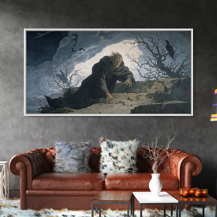 The Ash-Covered Oracle, Romantic Gothic Landscape, Wide Panoramic Art, Macabre Wall Art, Canvas Print, Halloween Wall Art