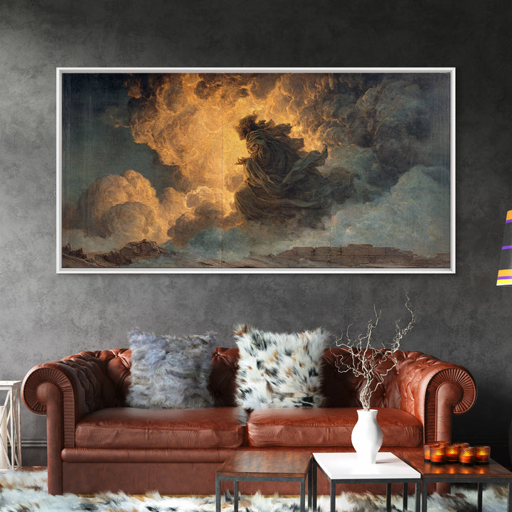 The Ash-Covered Oracle, Apocalyptic Romantic Art, Wide Panoramic Art, Gothic Horror Wall Art, Framed Canvas Print, Halloween Wall Art