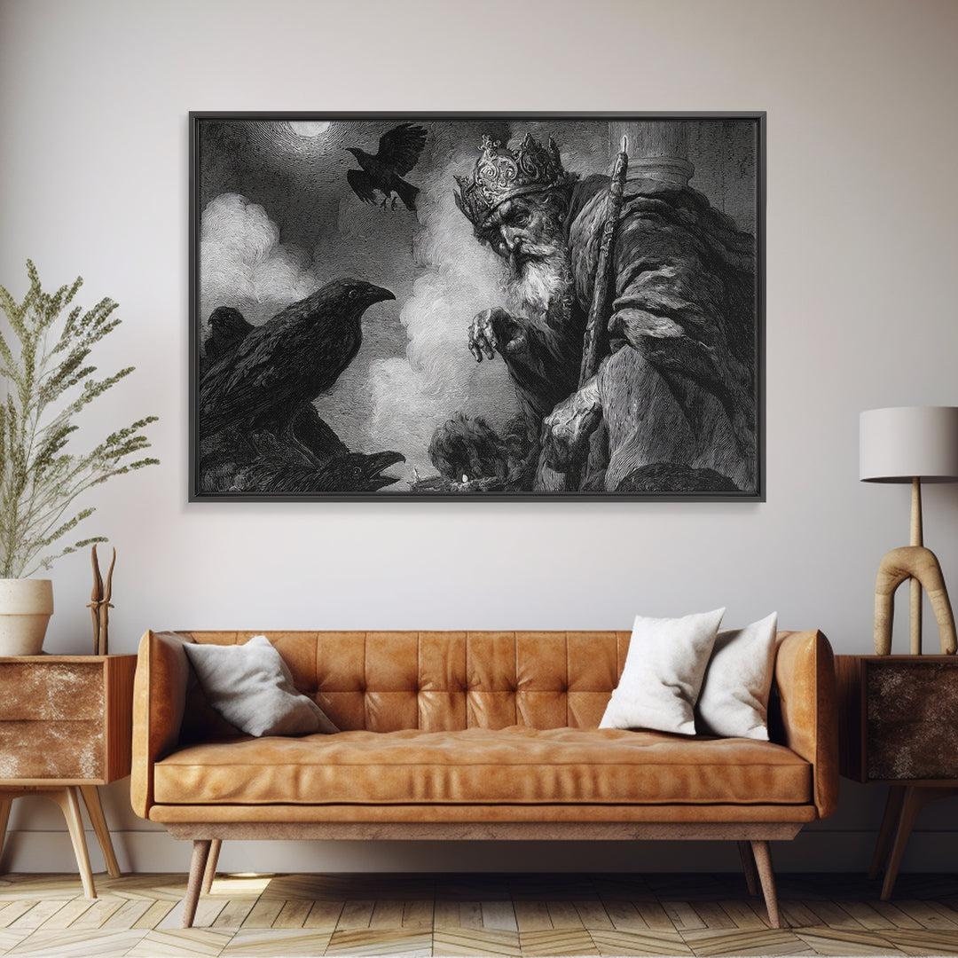 The Ash-Covered Oracle, Symbolist Etching Art, Landscape Wall Art, Dark Fantasy Wall Art, Canvas Print, Halloween Wall Art