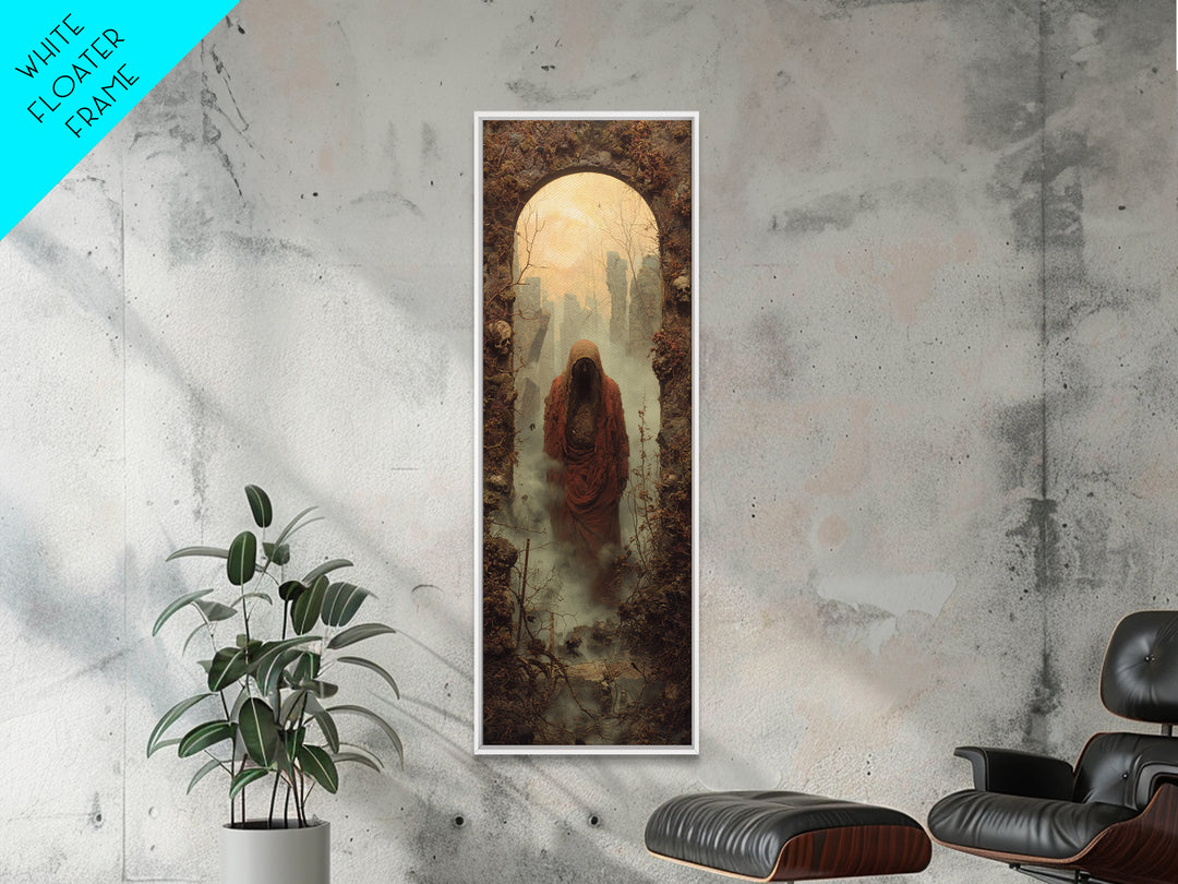 The Ash-Covered Oracle, Surreal Apocalyptic Art, Tall Narrow Wall Art, Gothic Horror Wall Art, Canvas Print, Halloween Wall Art