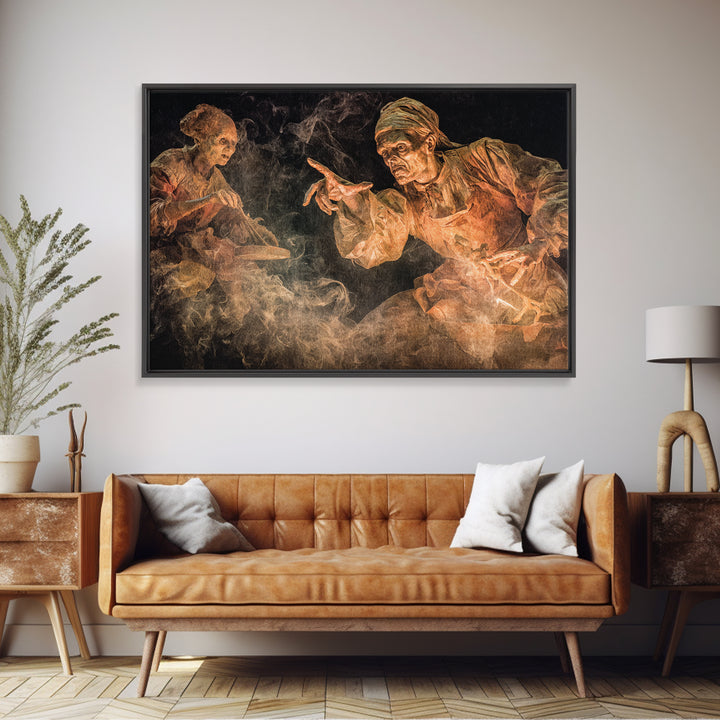 The Ghost Bakery, Dark Renaissance Art, Landscape Wall Art, Macabre Wall Art, Framed Canvas Print, Halloween Wall Art