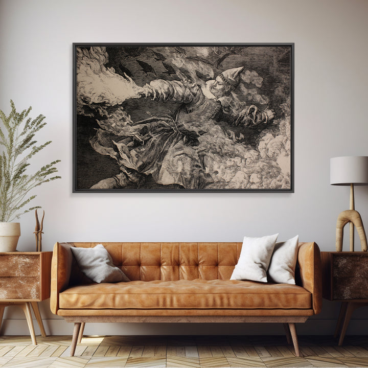 The Ghost Bakery, Renaissance Engraving Art, Landscape Wall Art, Gothic Horror Wall Art, Framed Canvas Print, Halloween Wall Art
