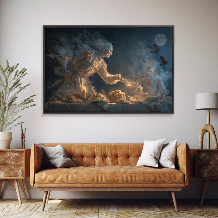 The Ghost Bakery, Visionary Gothic Art, Landscape Wall Art, Macabre Wall Art, Framed Canvas Print, Halloween Wall Art, Halloween Decor