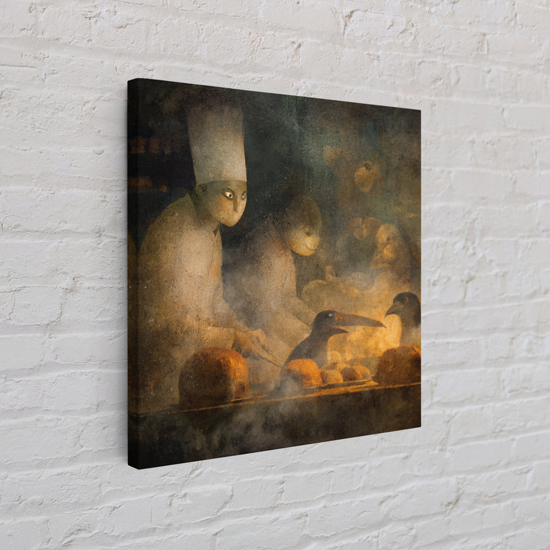 The Ghost Bakery, Symbolist Dream Art, Square Wall Art, Gothic Horror Wall Art, Canvas Print, Halloween Wall Art, Seasonal Home Decor
