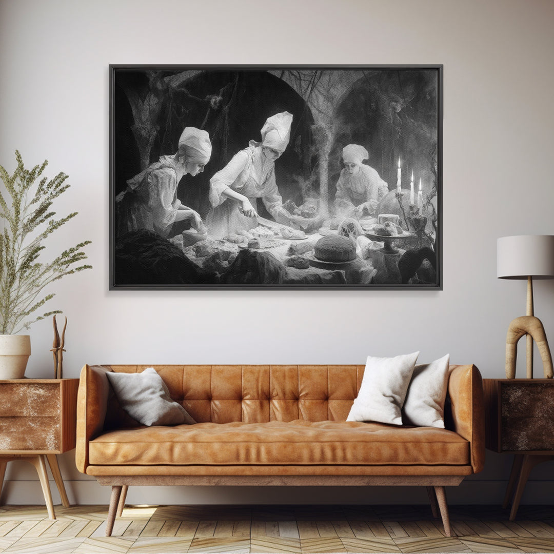 The Ghost Bakery, Symbolist Gothic Landscape, Landscape Wall Art, Gothic Horror Wall Art, Canvas Print, Halloween Wall Art