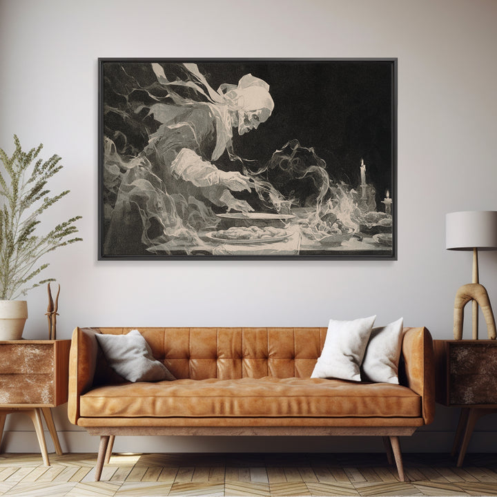The Ghost Bakery, Decadent Gothic Art, Landscape Wall Art, Macabre Wall Art, Framed Canvas Print, Halloween Wall Art
