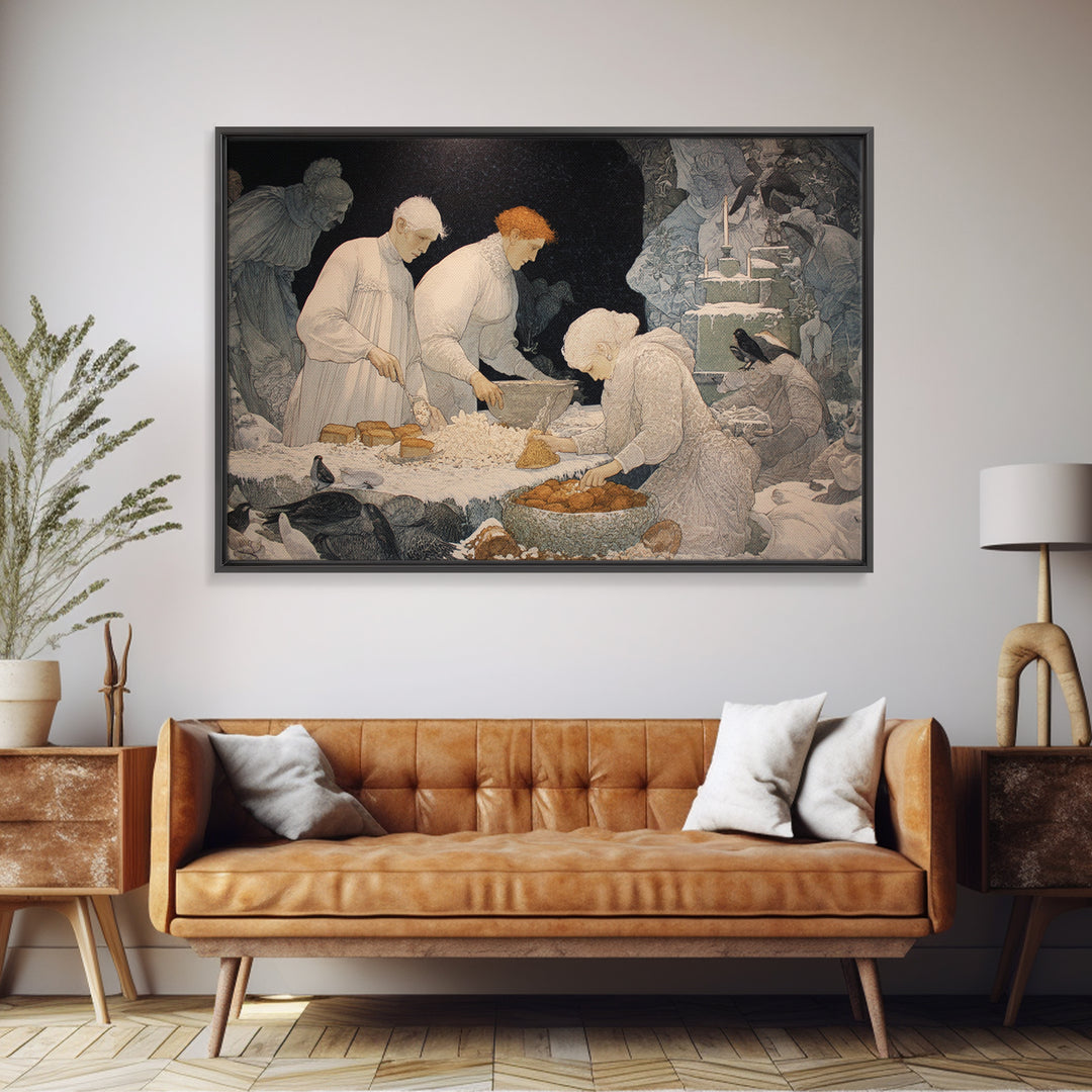 The Ghost Bakery, Symbolist Death Art, Landscape Wall Art, Gothic Horror Wall Art, Canvas Print, Halloween Wall Art