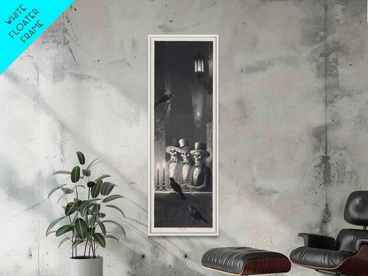The Skeleton Barbershop Quartet, Gothic Engraving Art, Tall Narrow Wall Art, Gothic Horror Wall Art, Canvas Print, Halloween Wall Art