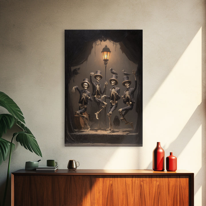 The Skeleton Barbershop Quartet, Dark Romantic Horror Art, Vertical Wall Art, Gothic Horror Wall Art, Canvas Print, Halloween Wall Art