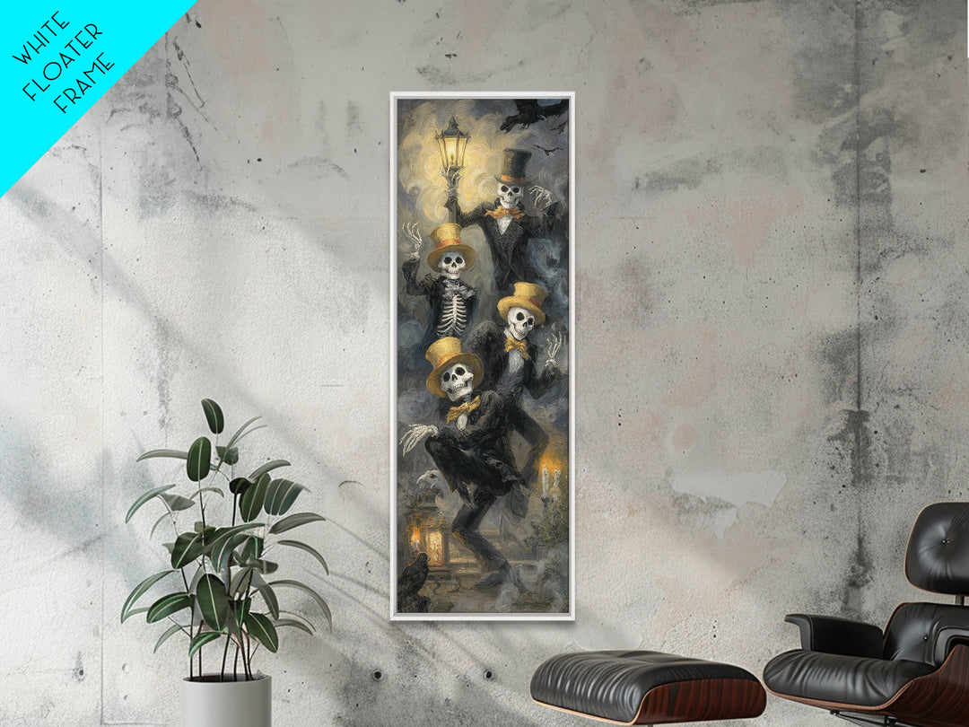 The Skeleton Barbershop Quartet, Gothic Nightmare Art, Tall Narrow Wall Art, Macabre Wall Art, Canvas Print, Halloween Wall Art