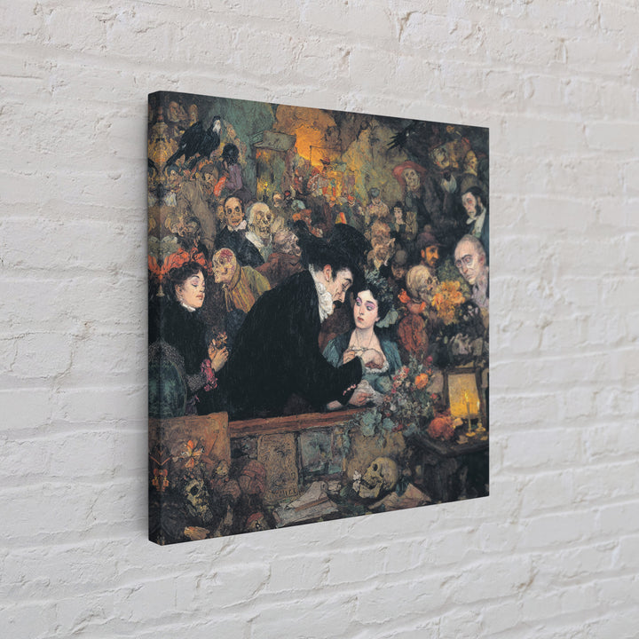 The Vampire Florist, Grotesque Carnival Art, Square Wall Art, Dark Fantasy Wall Art, Framed Canvas Print, Halloween Wall Art