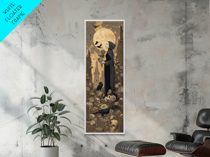 The Vampire Florist, Surreal Apocalyptic Art, Tall Narrow Wall Art, Dark Fantasy Wall Art, Framed Canvas Print, Halloween Wall Art