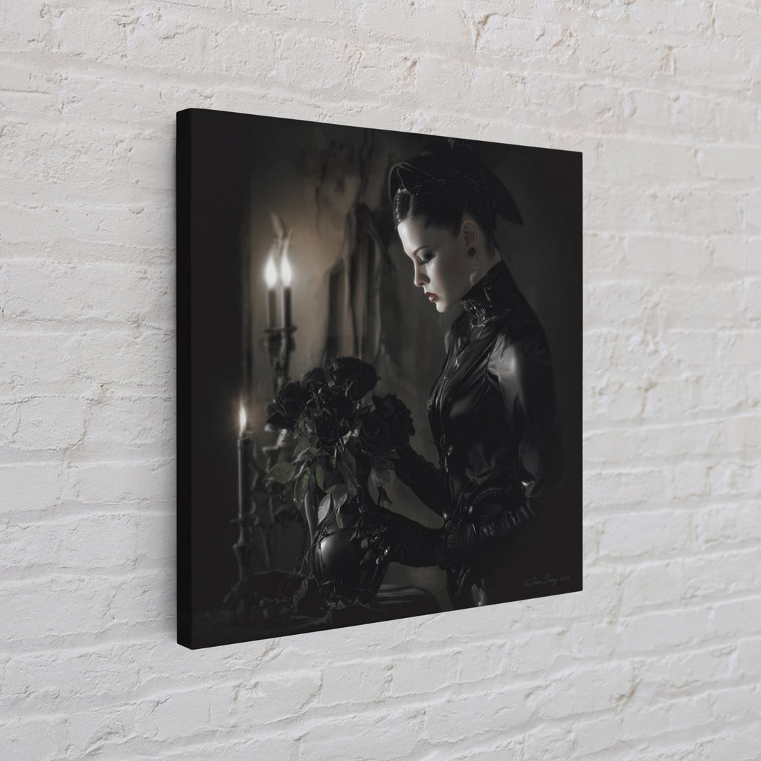 The Vampire Florist, Biomechanical Horror Art, Square Wall Art, Macabre Wall Art, Framed Canvas Print, Halloween Wall Art, Halloween Decor