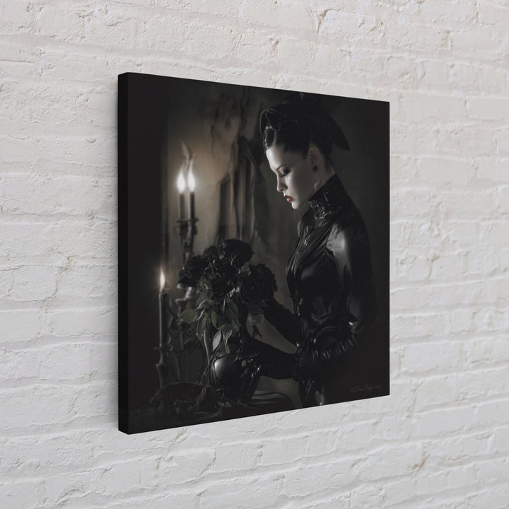 The Vampire Florist, Biomechanical Horror Art, Square Wall Art, Macabre Wall Art, Framed Canvas Print, Halloween Wall Art, Halloween Decor