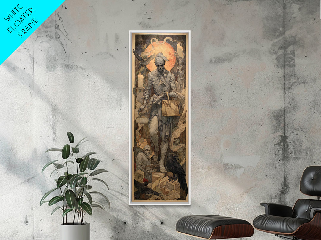 The Mummy Mail Carrier, Dark Renaissance Art, Tall Narrow Wall Art, Gothic Horror Wall Art, Canvas Print, Halloween Wall Art