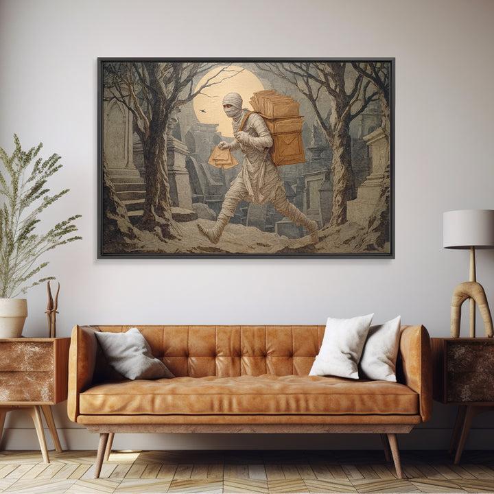 The Mummy Mail Carrier, Romantic Gothic Landscape, Landscape Wall Art, Dark Fantasy Wall Art, Canvas Print, Halloween Wall Art