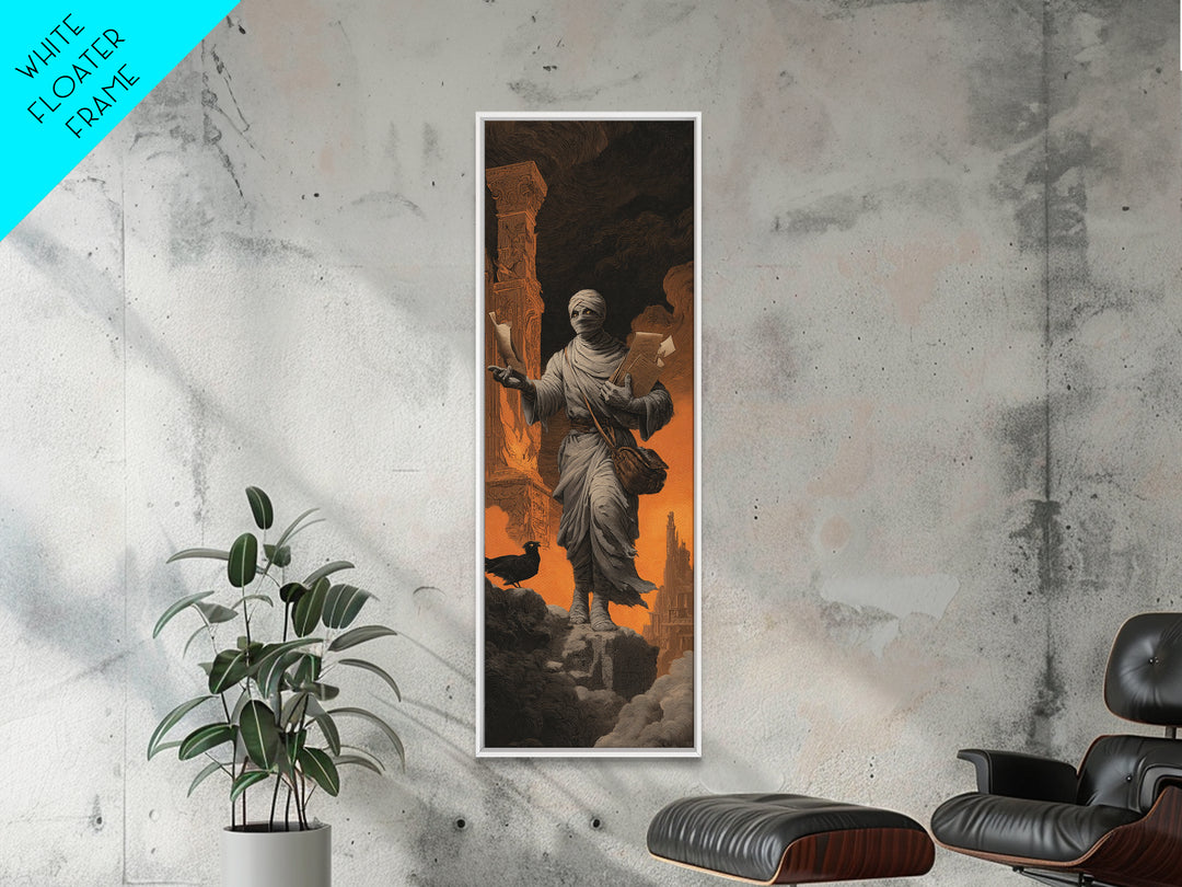 The Mummy Mail Carrier, Apocalyptic Romantic Art, Tall Narrow Wall Art, Gothic Horror Wall Art, Canvas Print, Halloween Wall Art