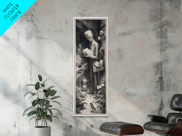 The Mummy Mail Carrier, Expressionist Nightmare Art, Tall Narrow Wall Art, Gothic Horror Wall Art, Canvas Print, Halloween Wall Art