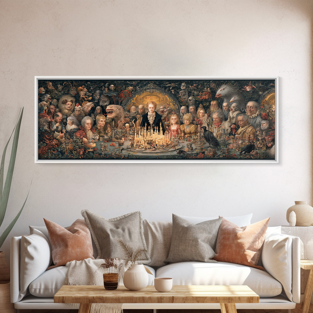 The Monster Family Portrait, Medieval Grotesque Art, Extra Wide Wall Art, Gothic Horror Wall Art, Canvas Print, Halloween Wall Art