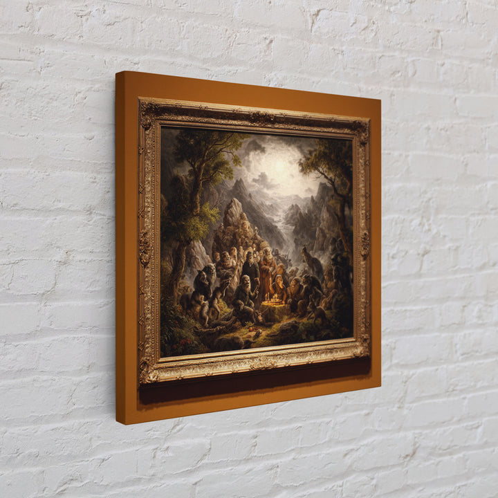 The Monster Family Portrait, Baroque Witchcraft Art, Square Wall Art, Gothic Horror Wall Art, Canvas Print, Halloween Wall Art