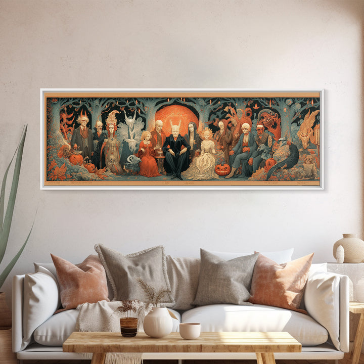 The Monster Family Portrait, Visionary Gothic Art, Extra Wide Wall Art, Dark Fantasy Wall Art, Canvas Print, Halloween Wall Art
