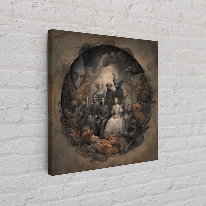 The Monster Family Portrait, Symbolist Dream Art, Square Wall Art, Dark Fantasy Wall Art, Canvas Print, Halloween Wall Art