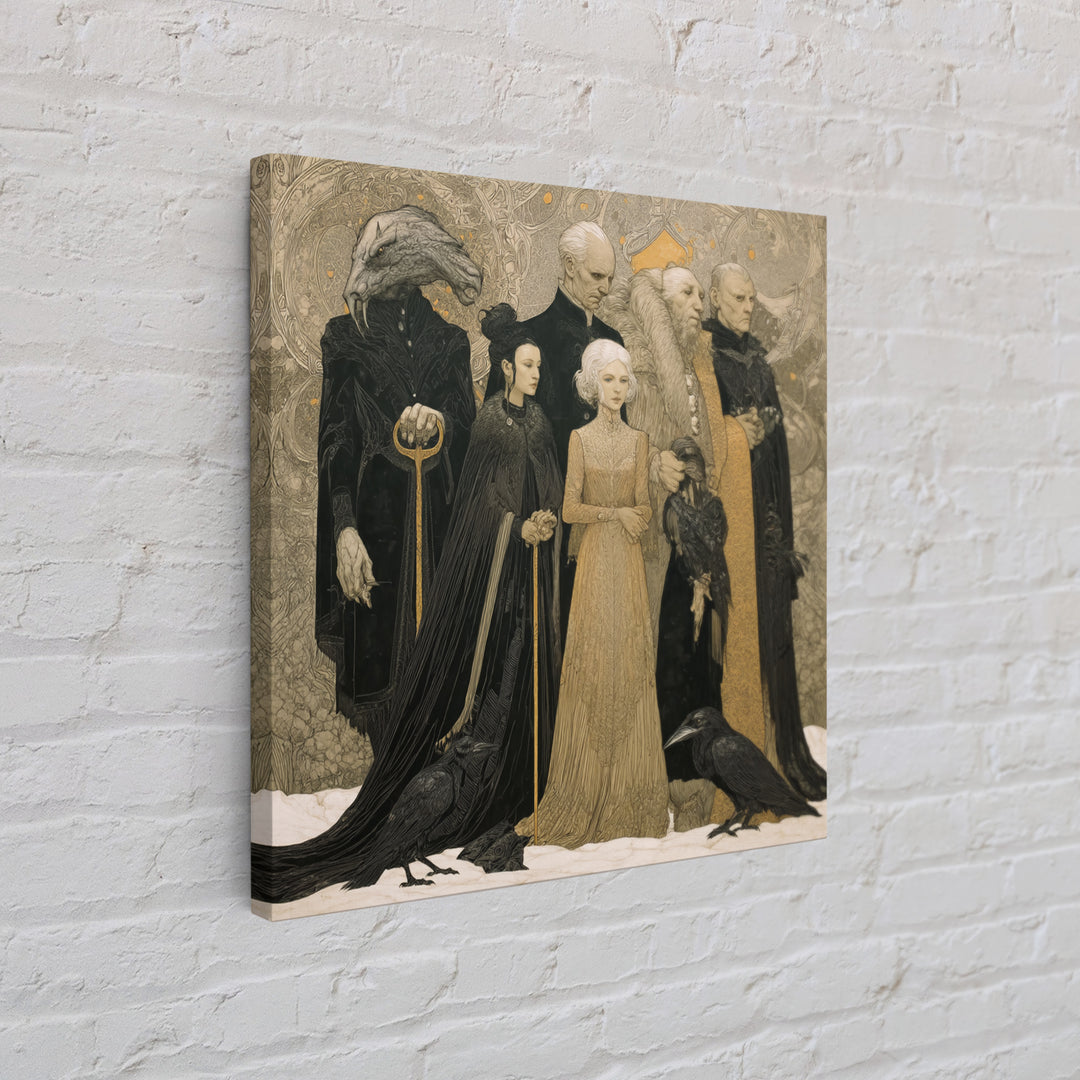 The Monster Family Portrait, Symbolist Death Art, Square Wall Art, Gothic Horror Wall Art, Framed Canvas Print, Halloween Wall Art