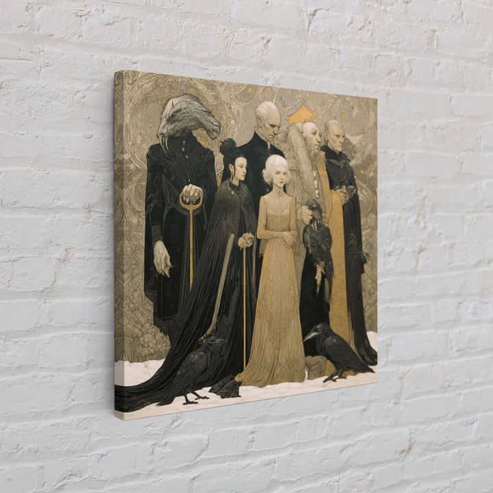 The Monster Family Portrait, Symbolist Death Art, Square Wall Art, Gothic Horror Wall Art, Framed Canvas Print, Halloween Wall Art