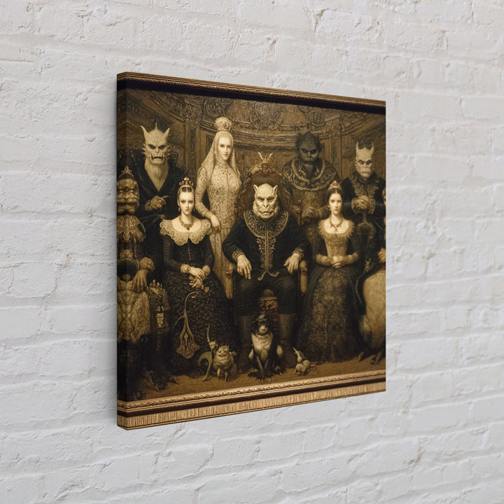 The Monster Family Portrait, Dark Symbolist Art, Square Wall Art, Macabre Wall Art, Framed Canvas Print, Halloween Wall Art