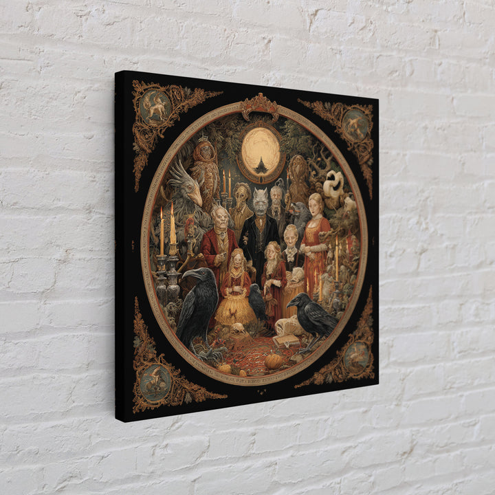 The Monster Family Portrait, Symbolist Etching Art, Square Wall Art, Dark Fantasy Wall Art, Canvas Print, Halloween Wall Art