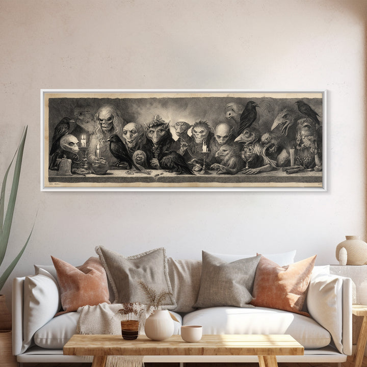 The Monster Family Portrait, Expressionist Nightmare Art, Extra Wide Wall Art, Dark Fantasy Wall Art, Framed Canvas Print
