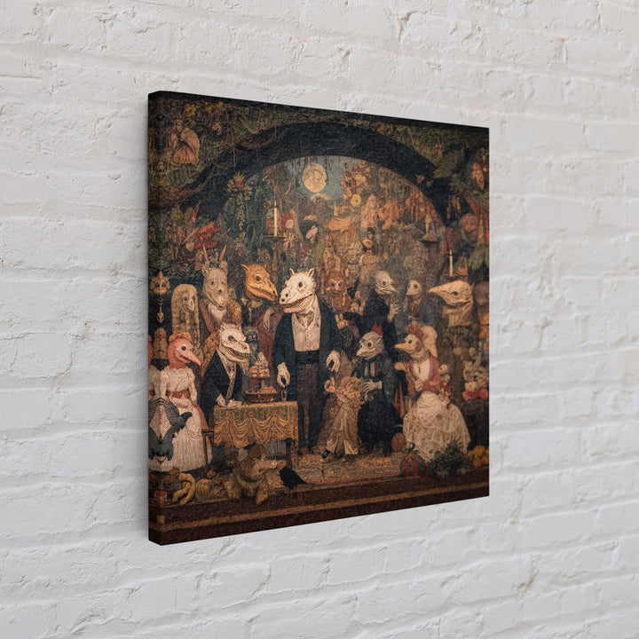 The Monster Family Portrait, Grotesque Carnival Art, Square Wall Art, Dark Fantasy Wall Art, Framed Canvas Print, Halloween Wall Art