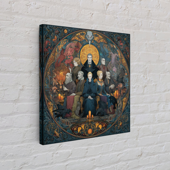The Monster Family Portrait, Stained Glass Gothic Art, Square Wall Art, Gothic Horror Wall Art, Framed Canvas Print, Halloween Wall Art