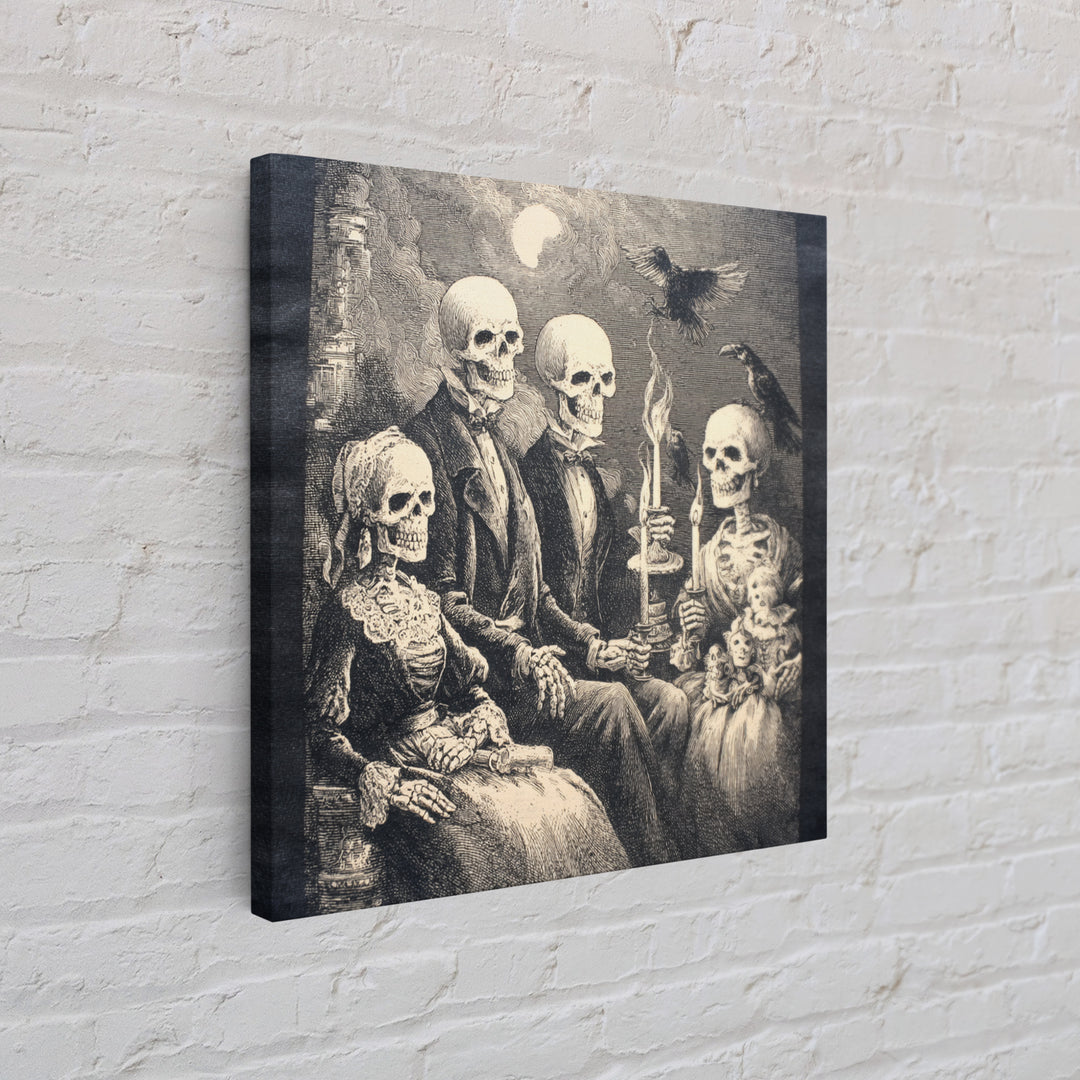 The Monster Family Portrait, Macabre Folk Print Art, Square Wall Art, Gothic Horror Wall Art, Canvas Print, Halloween Wall Art