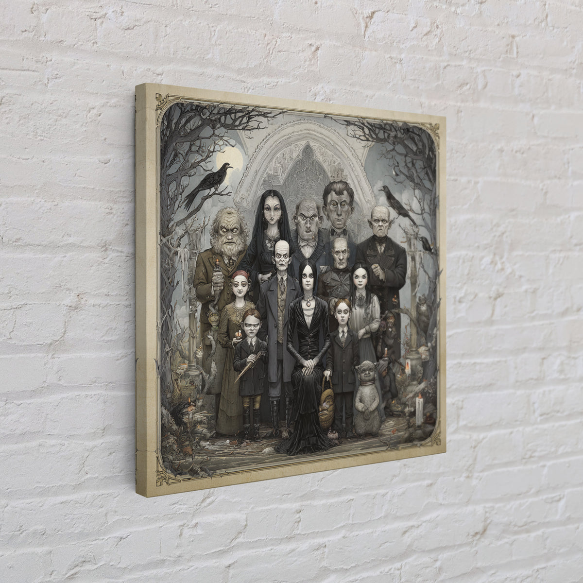 The Monster Family Portrait, Victorian Macabre Art, Square Wall Art, Gothic Horror Wall Art, Canvas Print, Halloween Wall Art