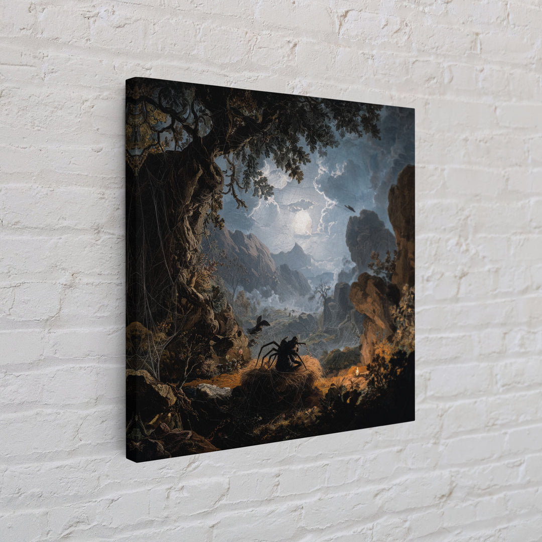 The Spider Sewing Circle, Baroque Witchcraft Art, Square Wall Art, Dark Halloween Decor, Framed Canvas Print, Halloween Wall Art