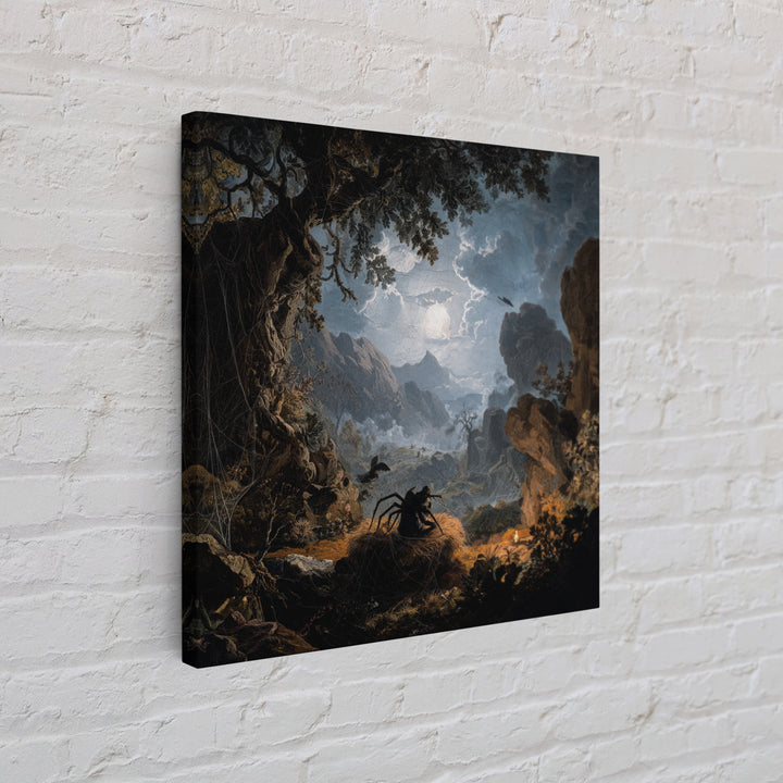 The Spider Sewing Circle, Baroque Witchcraft Art, Square Wall Art, Dark Halloween Decor, Framed Canvas Print, Halloween Wall Art
